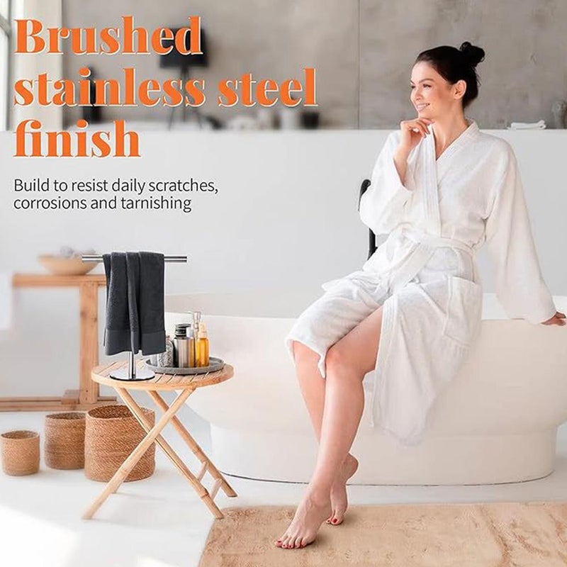 T-Shape Bath Hand Towel Holder Stand,Hand Towel Stand,Stainless Steel Free Standing Hand Towel Rack With Heavy Base,Adjustable Retractable T-Shape Hand Towel Rack For Bathroom Kitchen & Countertop - Image 3